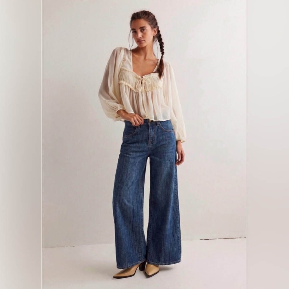 Shaft Jeans Five Wide Leg Denim Japan Blue 38/24 US XS/2 (26x30.5) High Rise NWT